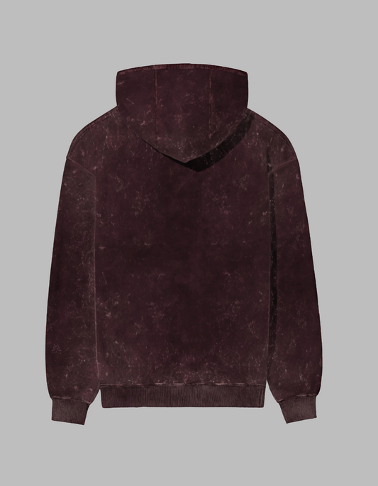 BEUNS ACID WASH MAROON HOODIE