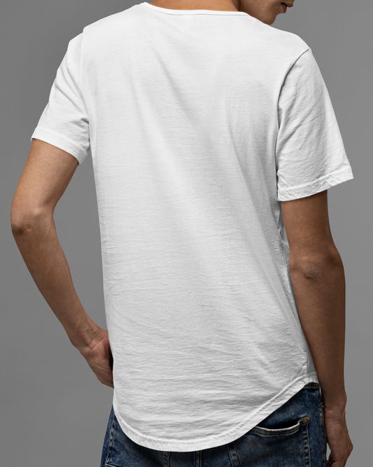 Beuns | Graphic Drop-Cut T-Shirt –White-Sharp Cut, Louder Mood