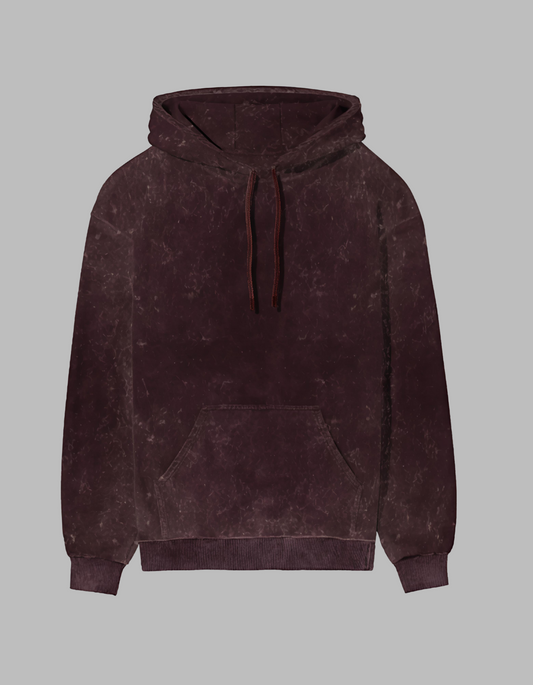 BEUNS ACID WASH MAROON HOODIE