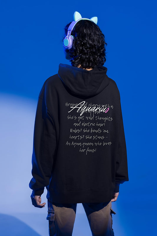 Aquarius Energy Women Black Oversized Hoodie